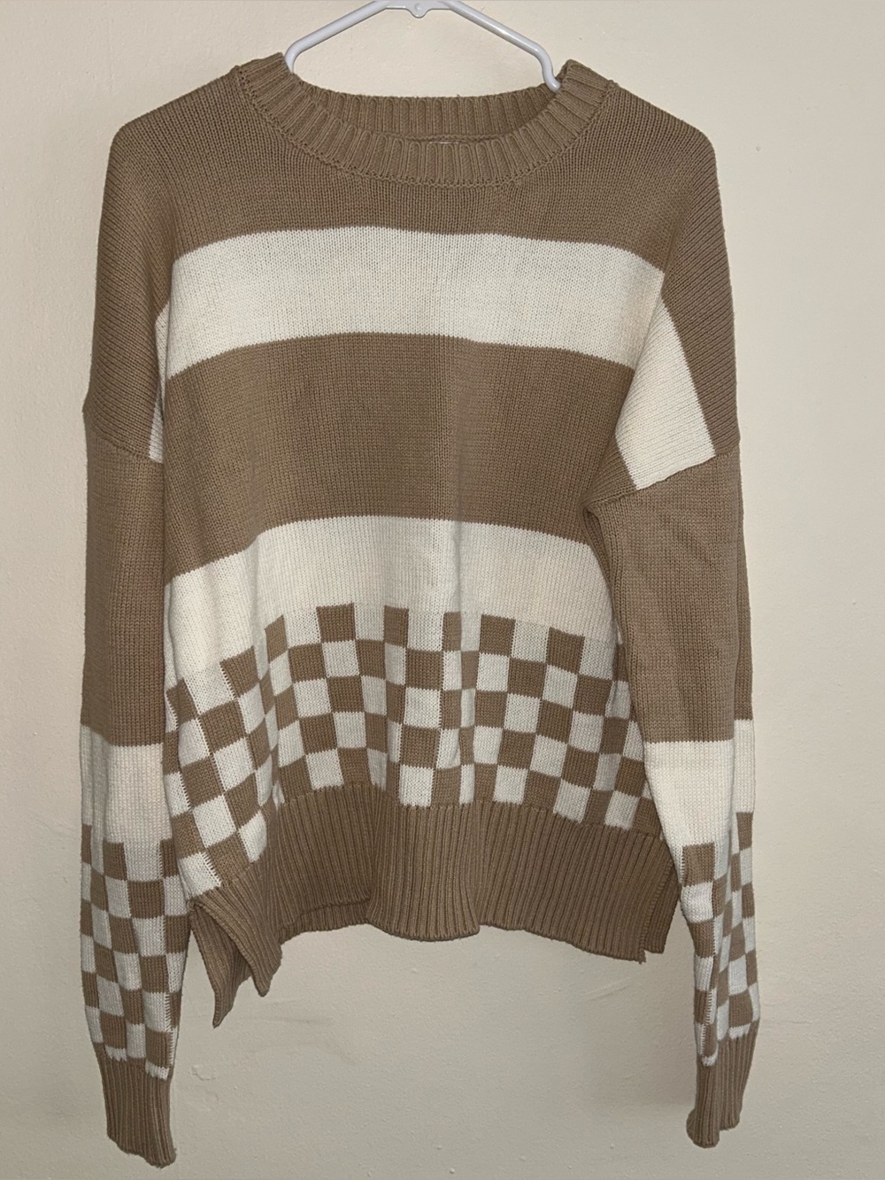 Beach Riot Callie Sweater Taupe Check